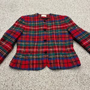 Pendleton Vintage Tartan Plaid Wool Blazer Jacket Sz 14 Preppy Academia